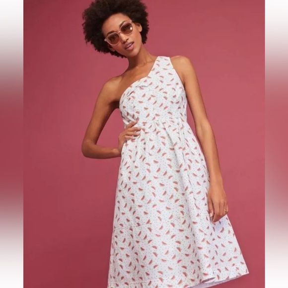 Anthropologie Dresses & Skirts - 🎀 NWT Anthropologie Pink and White Watermelon Dress size 16 Petite w/ Pockets